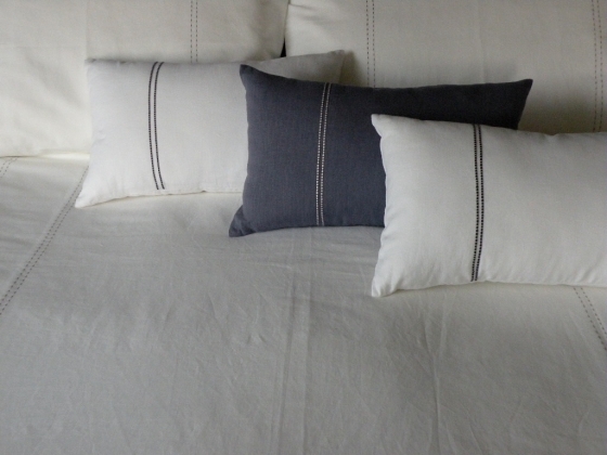 Cushion, L2, on White & Indigo