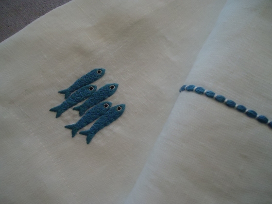 Table - Table Mat, Fishes, Blue - Napkin, Line, Blue